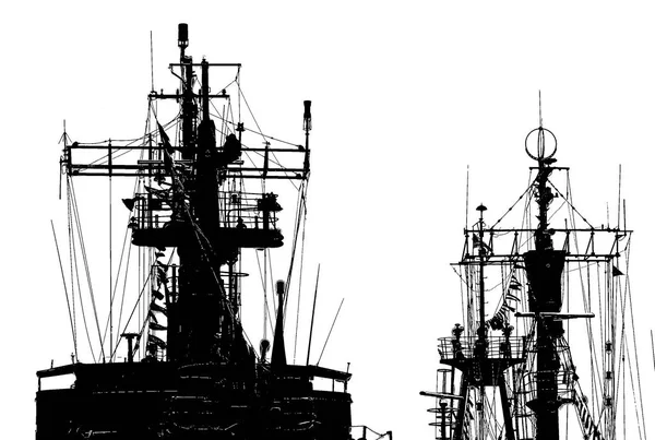 Warships Black Graphic Silhouette Isolated Illustration — Stock Photo, Image