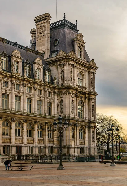 2020年1月 法国巴黎市政厅外立面 — 图库照片