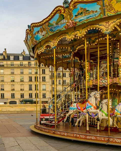 stock image PARIS, FRANCE, JANUARY - 2020 - De ville hote carousel, one of the most famous of paris city, france