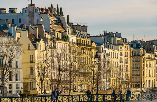 Rekreační Činžovní Domy Sena River Paříž Francie — Stock fotografie