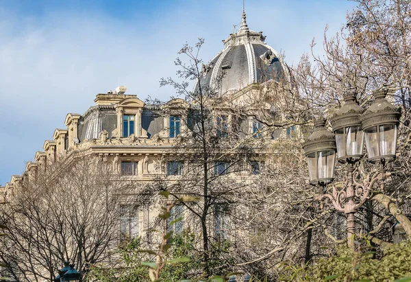 Cubierta Palacio Estilo Neoclásico Por Árboles París Francia —  Fotos de Stock