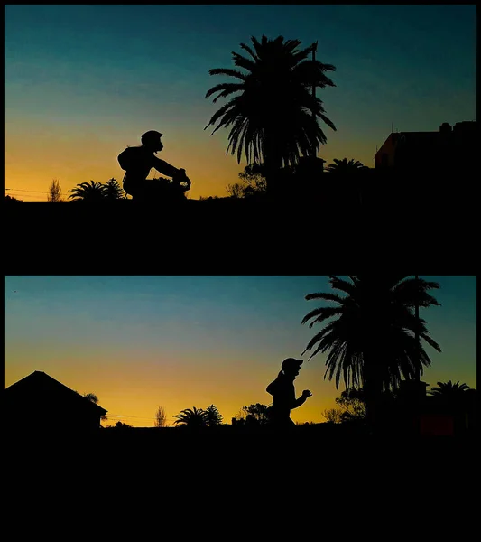 モンテビデオのボードウォークでの都市の夕日の2つのシーン ウルグアイ — ストック写真