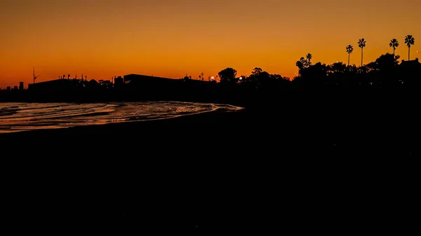 High Contrast Beach Sunset Silhouette Landscape Carrasco Neighborhood Montevideo Uruguay — 图库照片