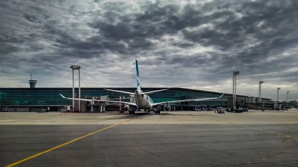 Літак Припаркований Пандусі Аеропорт Літака Аеропорти Буенос Айреса — стокове фото