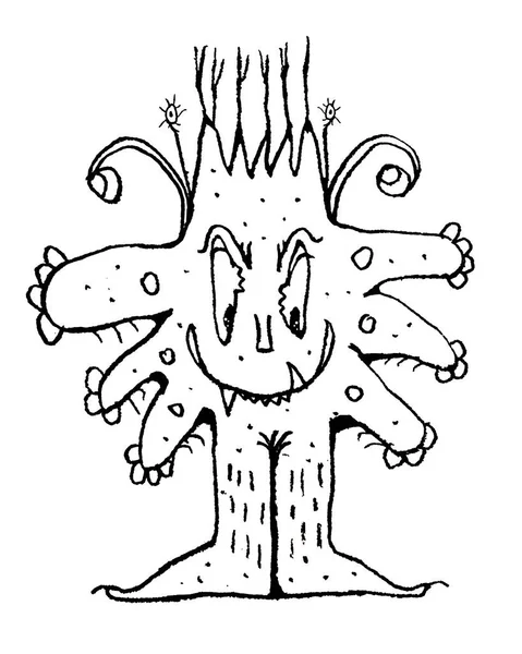 Přední Pohled Shot Ošklivý Cizinec Legrační Monster Drawing — Stock fotografie