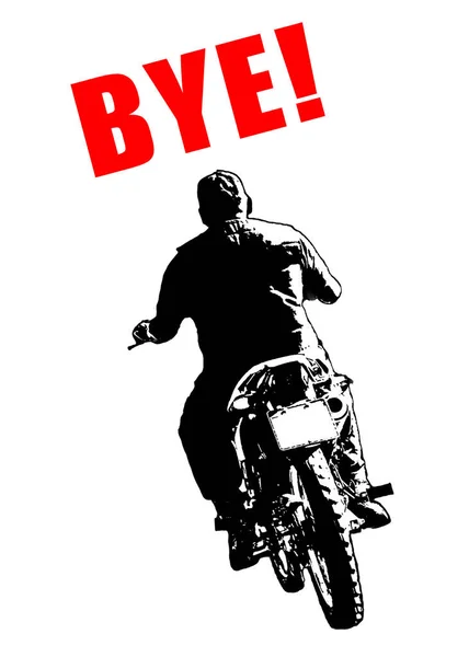 Bye Engraçado Conceito Arte Stencil Estilo Gráfico Adesivo Ilustração Isolada — Fotografia de Stock