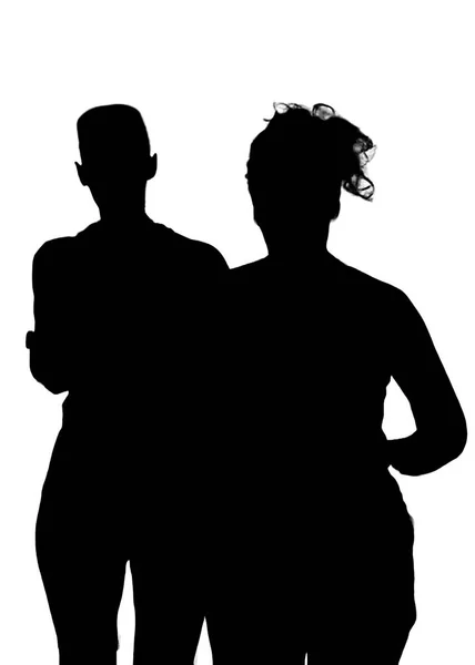 Two Adult Women Running Back View Isolated Graphic Silhouette — Stock Photo, Image