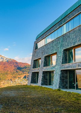 Lüks tatil köyü spa otelinin dış cephesi, ushuaia, tierra del fuego, Arjantin