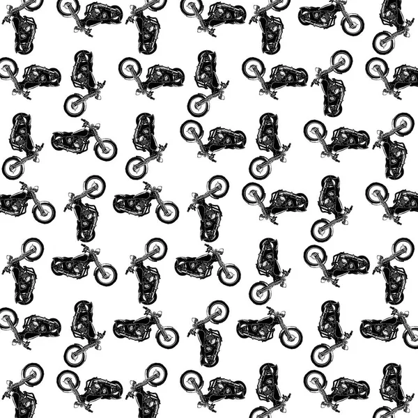 Schwarz Weiße Chopper Motorrad Schablone Stil Zeichnung Motiv Muster — Stockfoto