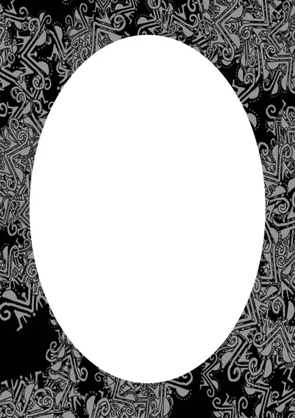 Kabile Dekore Edilmiş Beyaz Çerçeve Siyah Beyaz Kenarlı — Stok fotoğraf
