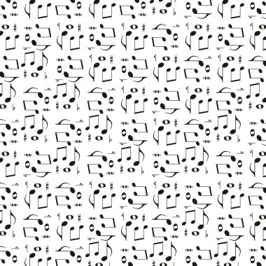 Müzik sembolleri motifi siyah ve beyaz arkaplan deseni