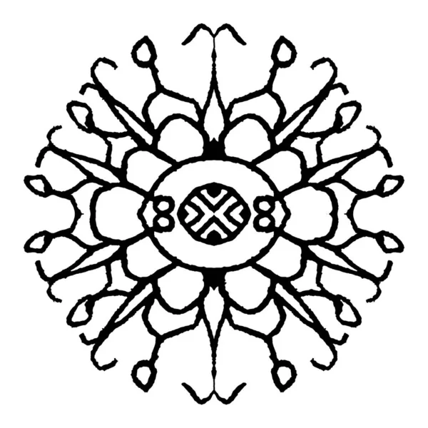 Линейная Художественная Радиальная Симметричная Звезда Изолированный Черный Белый Символ — стоковое фото