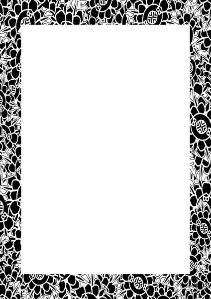 Leerer Rahmen Mit Schwarz Weiß Verwickelten Linearen Kunstmustern — Stockfoto