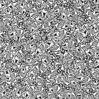 Canavar kadın yarım yamalak çizim motifi karmaşık siyah beyaz desen