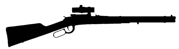 具有可伸缩瞄准镜的黑色侧影的孤立步枪 — 图库照片
