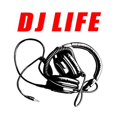 DJ yaşam tarzı konsepti doğrusal sanat grafiği