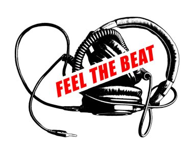 Müzik konseptini hisset doğrusal sanat grafiği