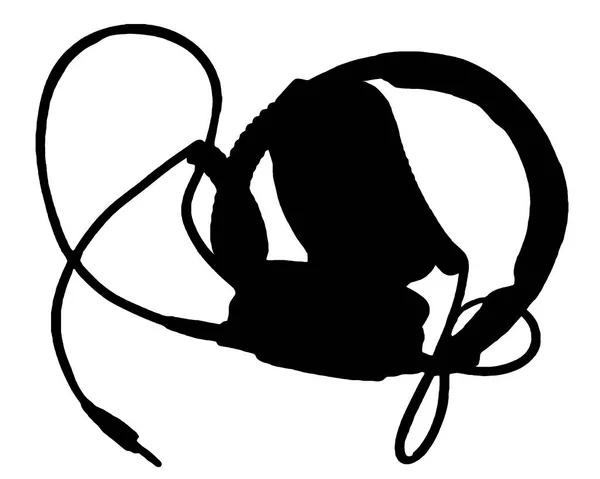 Навушники Верхнього Виду Ізольовані Чорний Силует Графічний — стокове фото