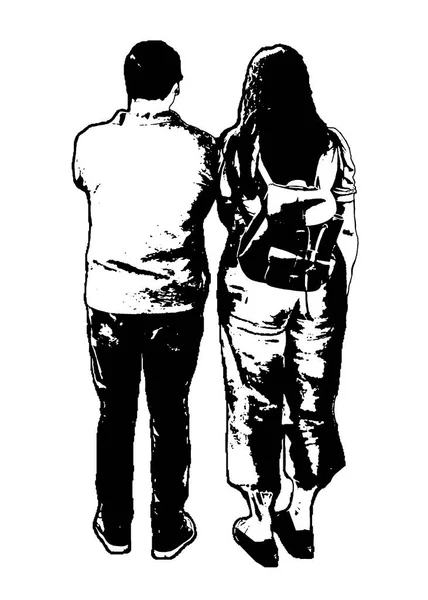 Junges Paar Steht Isoliert Auf Weißem Hintergrund — Stockfoto