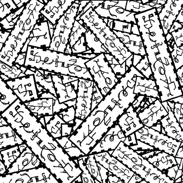 Tribal Symbols Motif Intricate Black White Random Pattern — Stock Photo, Image