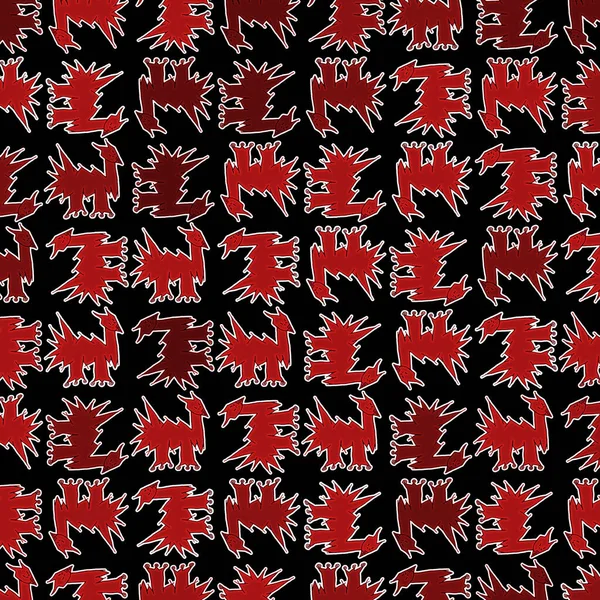 Roter Drache Spielzeug Mit Rädern Skizzenhaften Stil Zeichnung Motiv Muster — Stockfoto