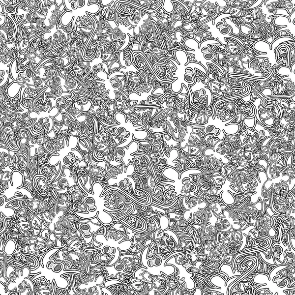 黒と白の複雑なパターンをモチーフにした幻想的なモンスタープラントドローイング — ストック写真