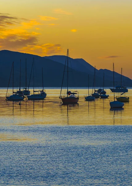 stock image Boats and yachts parked near cost at beagle channel, ushuaia city, tierra del fuego, argentina