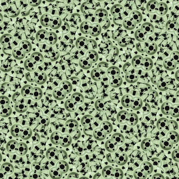 Patrón Collage Geométrico Abstracto Intrincado Colores Verdes Pálidos Mezclados — Foto de Stock