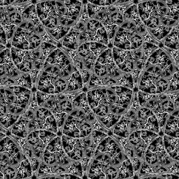 Bloemen Ornament Zwart Wit Grafisch Motief Patroon — Stockfoto