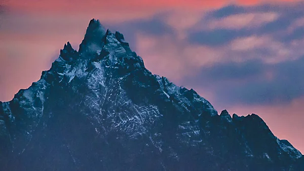 Long Zoom Lointain Paysage Grandes Montagnes Andes Ushuaia Province Terre — Photo