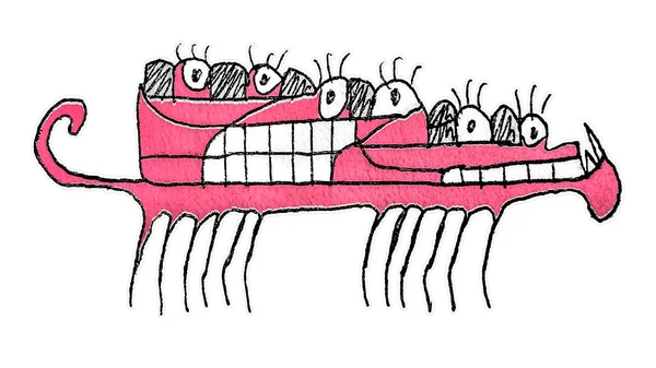 Pink Exotic Insect Alien Monster Drawing Isolated Illustration — Stock Photo, Image
