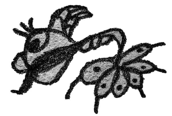 Vista Lateral Fantasía Extraño Insecto Extranjero Esquemático Gris Colores Dibujo —  Fotos de Stock