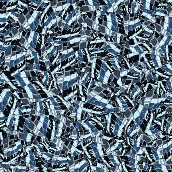 Ingewikkeld Willekeurig Abstract Geometrisch Patroon Gemengde Blauwe Kleuren Stockfoto