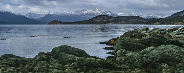 Wyspy Chile Krajobraz Gór Zarategui Zatoki Tierra Del Fuego Ushuaia — Zdjęcie stockowe
