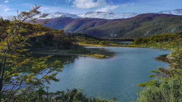Lapataia Folyó Körül Havas Andes Hegyek Tierra Del Fuego Nemzeti — Stock Fotó