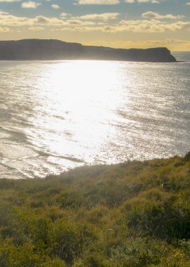 Cabo San Pablo plaj manzarası tepe noktasından, Tierra del Fuego vilayeti, Arjantin