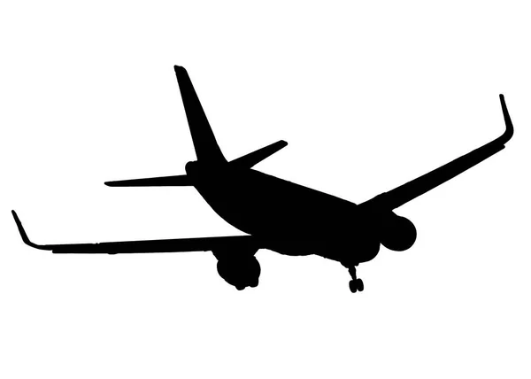 白色背景下孤立的商业飞机反视图形 — 图库照片
