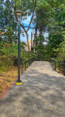 Boş Kentsel Keneddy Linear Park 'ta güneşli bir gün, guayaquil, Ekvador