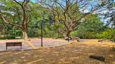 Boş Kentsel Keneddy Linear Park 'ta güneşli bir gün, guayaquil, Ekvador