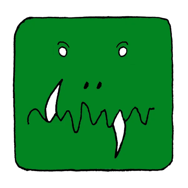 Green snake head cartoon linear art style isolated on white background emoji illustration