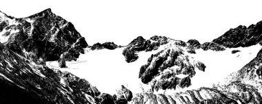 Savaş buzulu manzarasının siyah ve beyaz grafiği del fuego, Arjantin