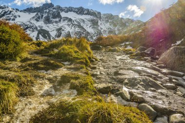 Martial glacier geniş çekim alanı, ushuaia, tierra del fuego bölgesi, Arjantin