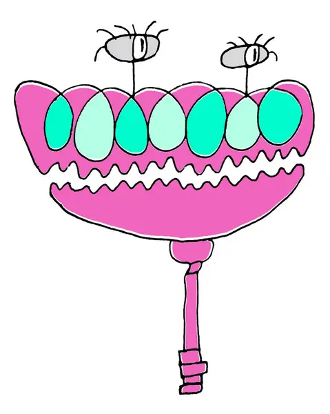 Front view fantasy anthropomorphous monster colorful isolated drawing