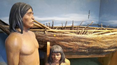 Fuegians heykeli hapishane ushuaia müzesi, tierra del fuego bölgesi, Arjantin