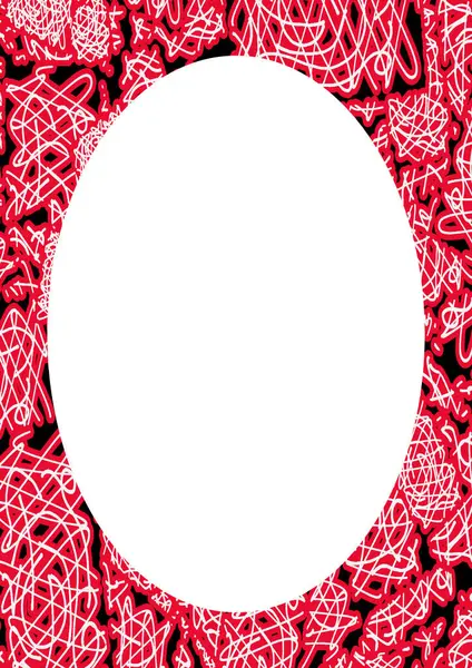 White frame with red and white random abstract pattern rounded borders