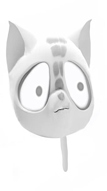 Изолированный Милый Робот Кот Stlye Иллюстрация Страшным Выражением Петли Анимации Видеоклип