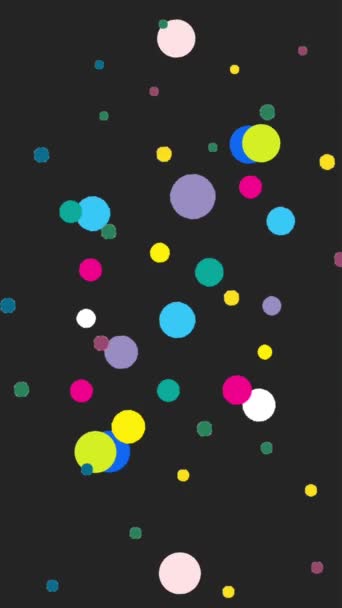 Formas Círculo Multicolor Animación Bucle Movimiento Aleatorio Sobre Fondo Negro — Vídeos de Stock