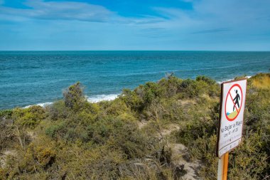 Punta Norte plaj manzarası, yarımada valeleri, vilayet, chubut bölgesi, Arjantin 'de İspanyolca 