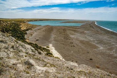 Aerial view landscape of caleta valdes, peninsula valdes, viedma department, chubut province, argentina clipart