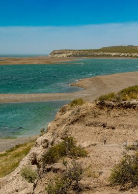 Caleta Valdes 'in hava manzarası, yarımada valfleri, Vivilayet, Chubut, Arjantin